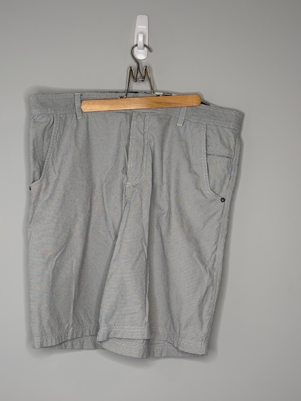 2 for $25 lululemon athletica Gray Micro-Check Men’s Flat Front Shorts